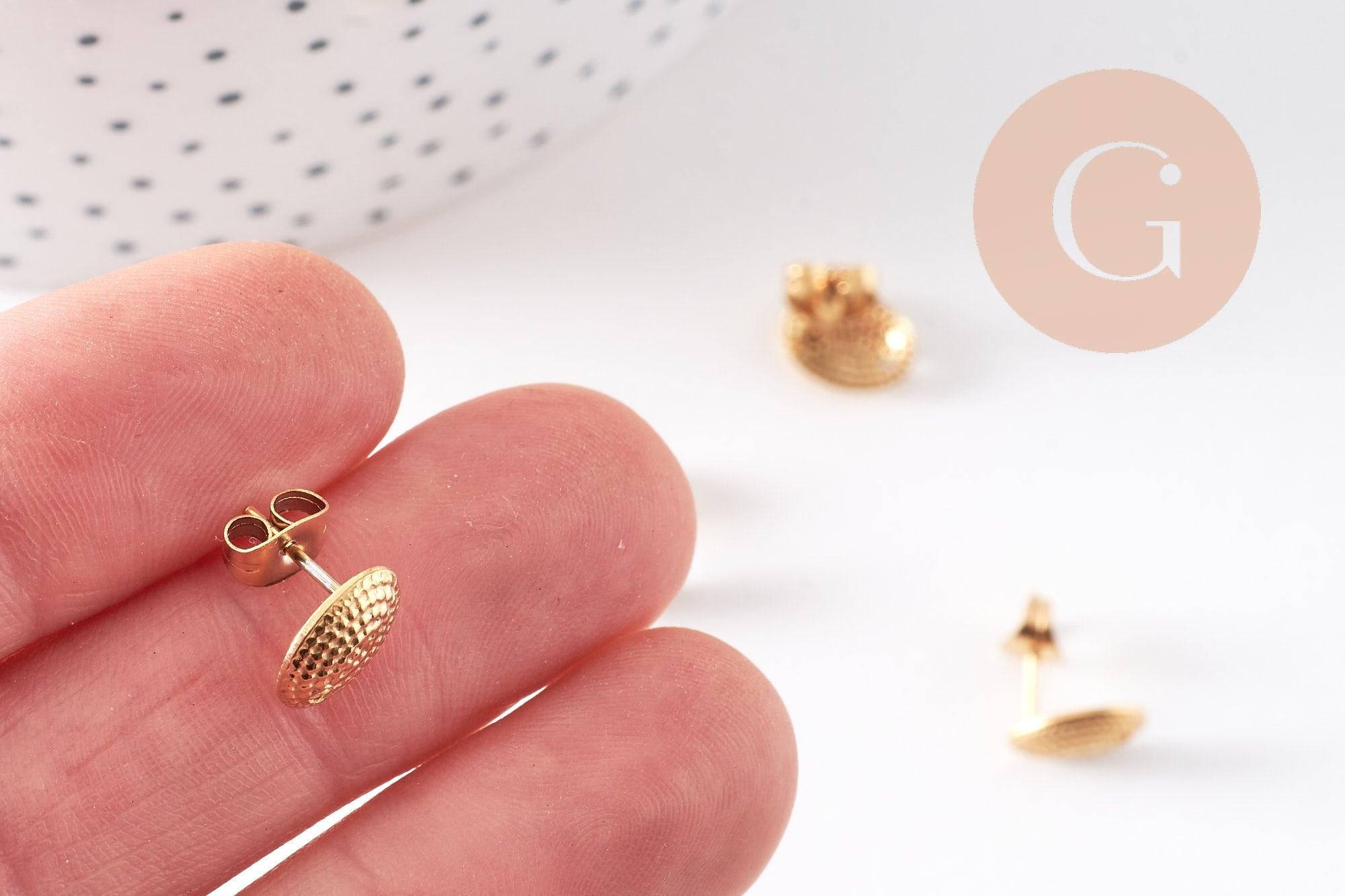 Gingerlily Apprêts clous ovales G10486 acier doré 9,5mm paire