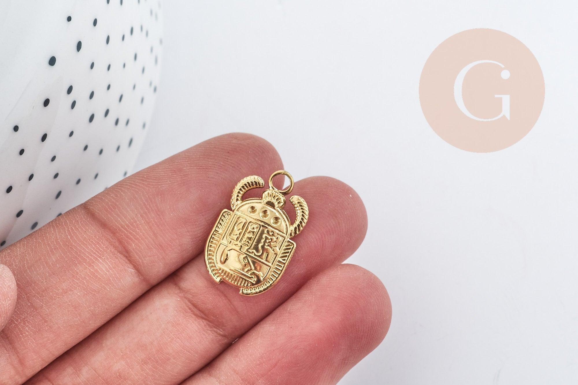 Gingerlily Scarabée G8995 pendentif acier doré 20,5mm x1