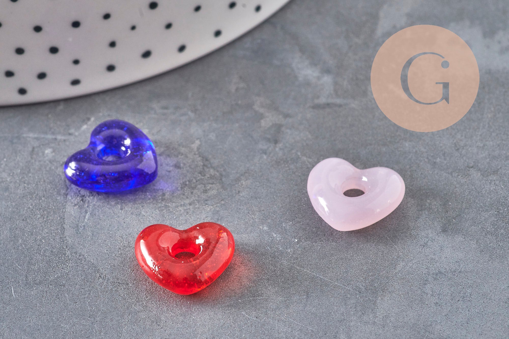 Gingerlily Pendentif cœur verre artisanal 14x15mm rouge foncé