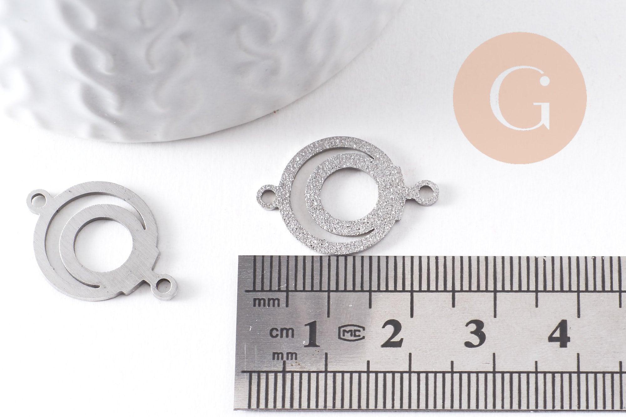 Gingerlily G10379 pendentif connecteur rond acier platine 19mm x2