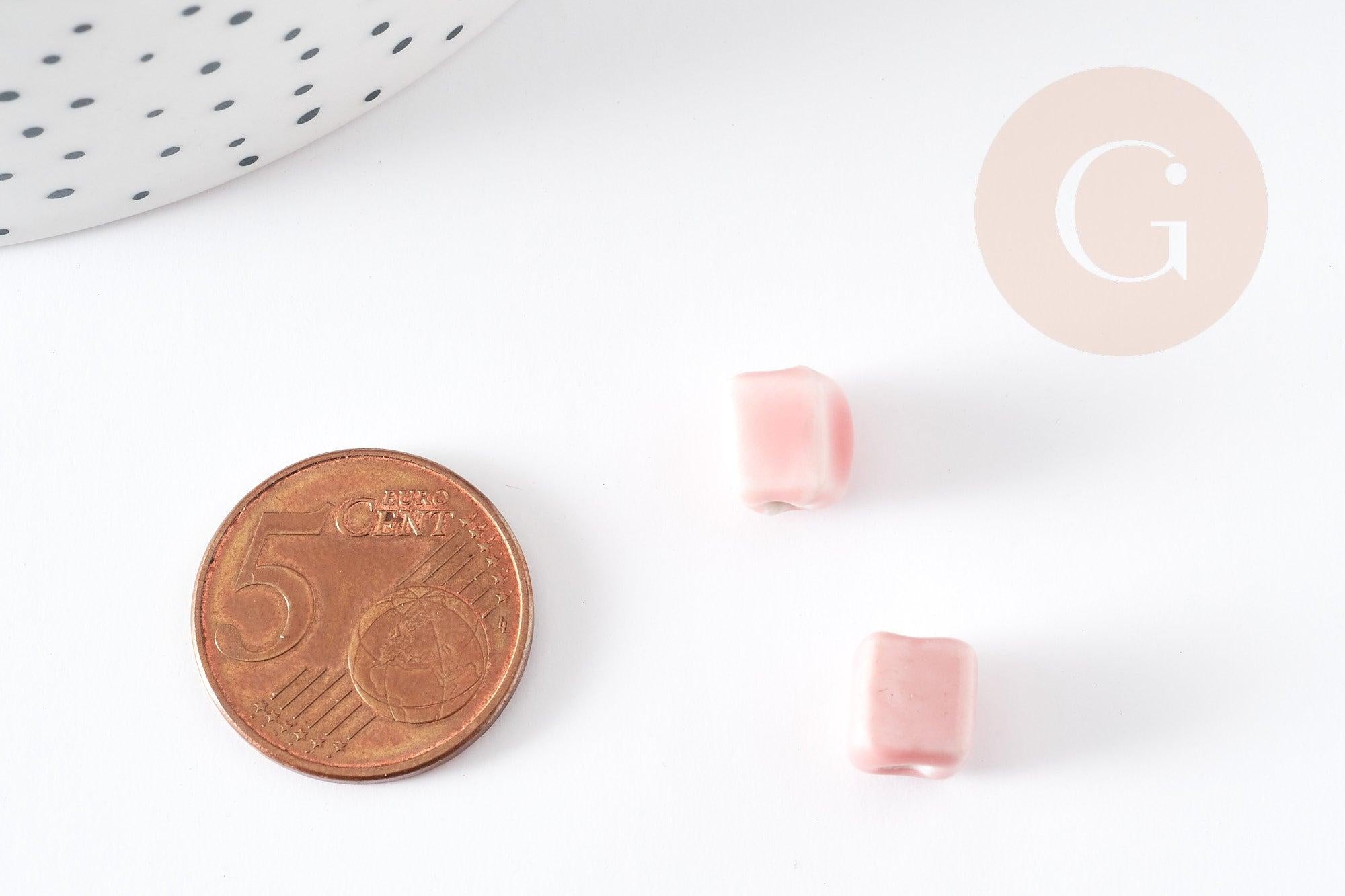 Gingerlily G9150 perles cube céramique rose 8mm x5