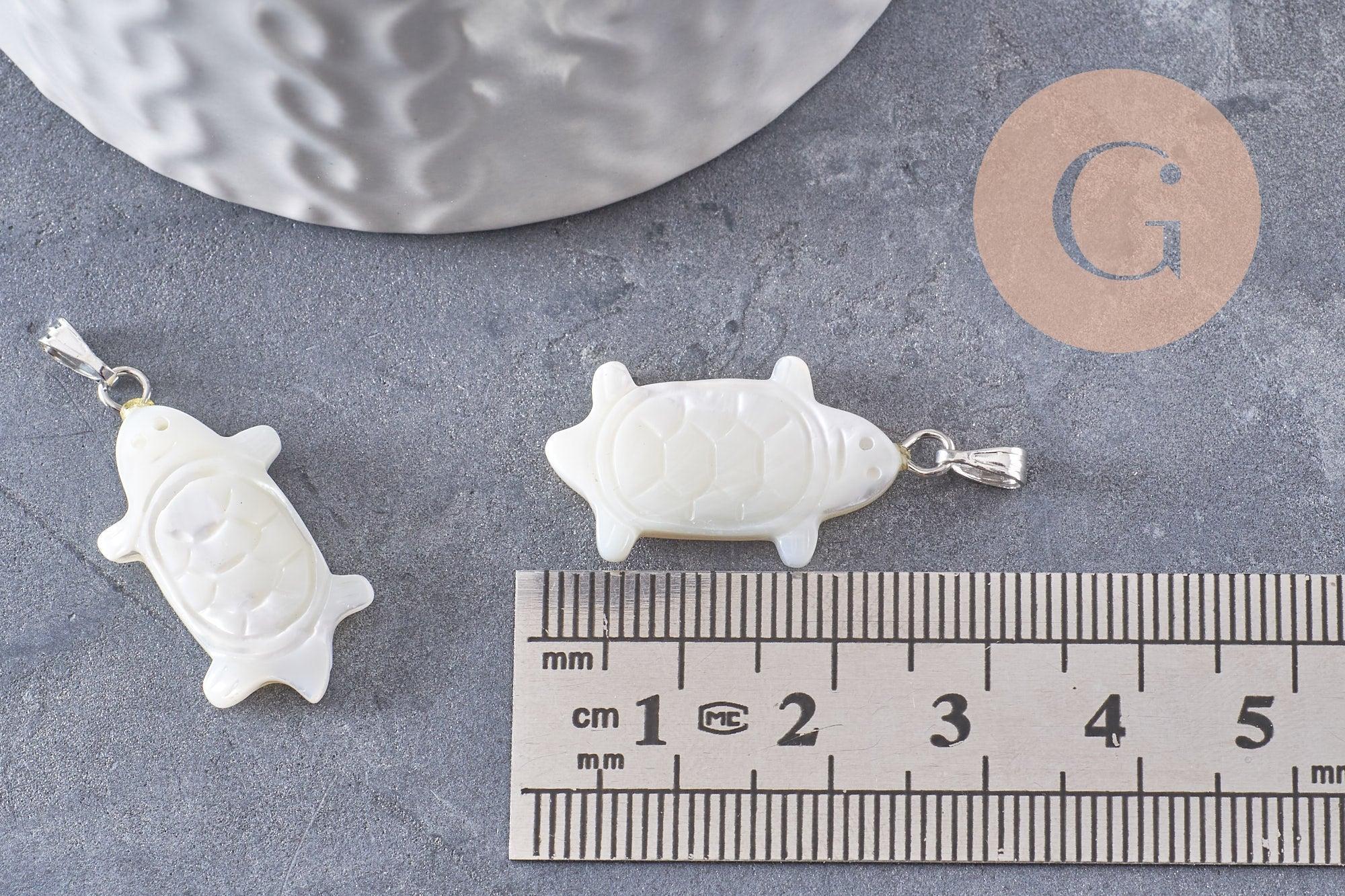 Gingerlily Pendentifs tortue nacre blanche pendentif 26mm coquillage