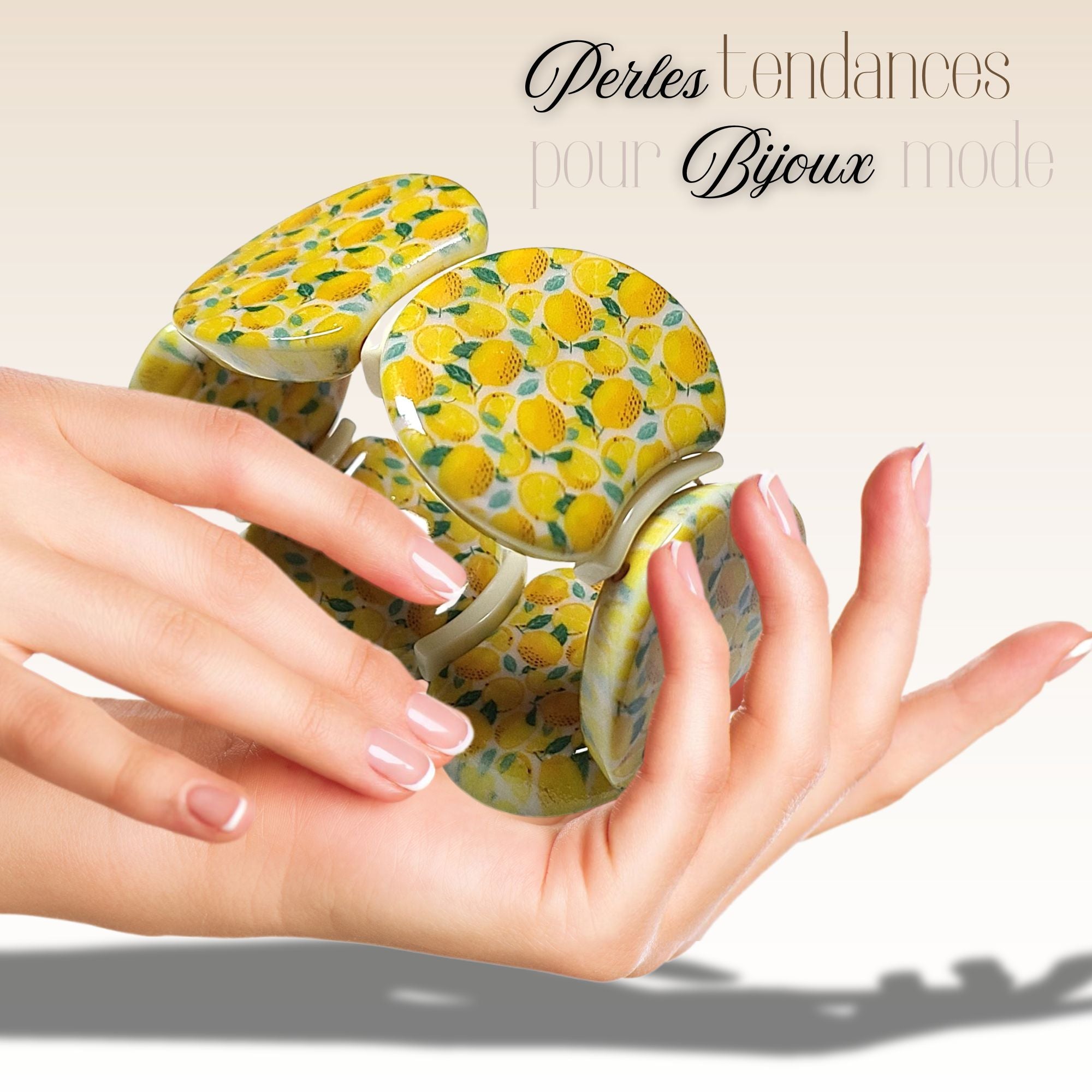 ARTSHOP Palets LUNE 1030B perle résine motif citrons x1