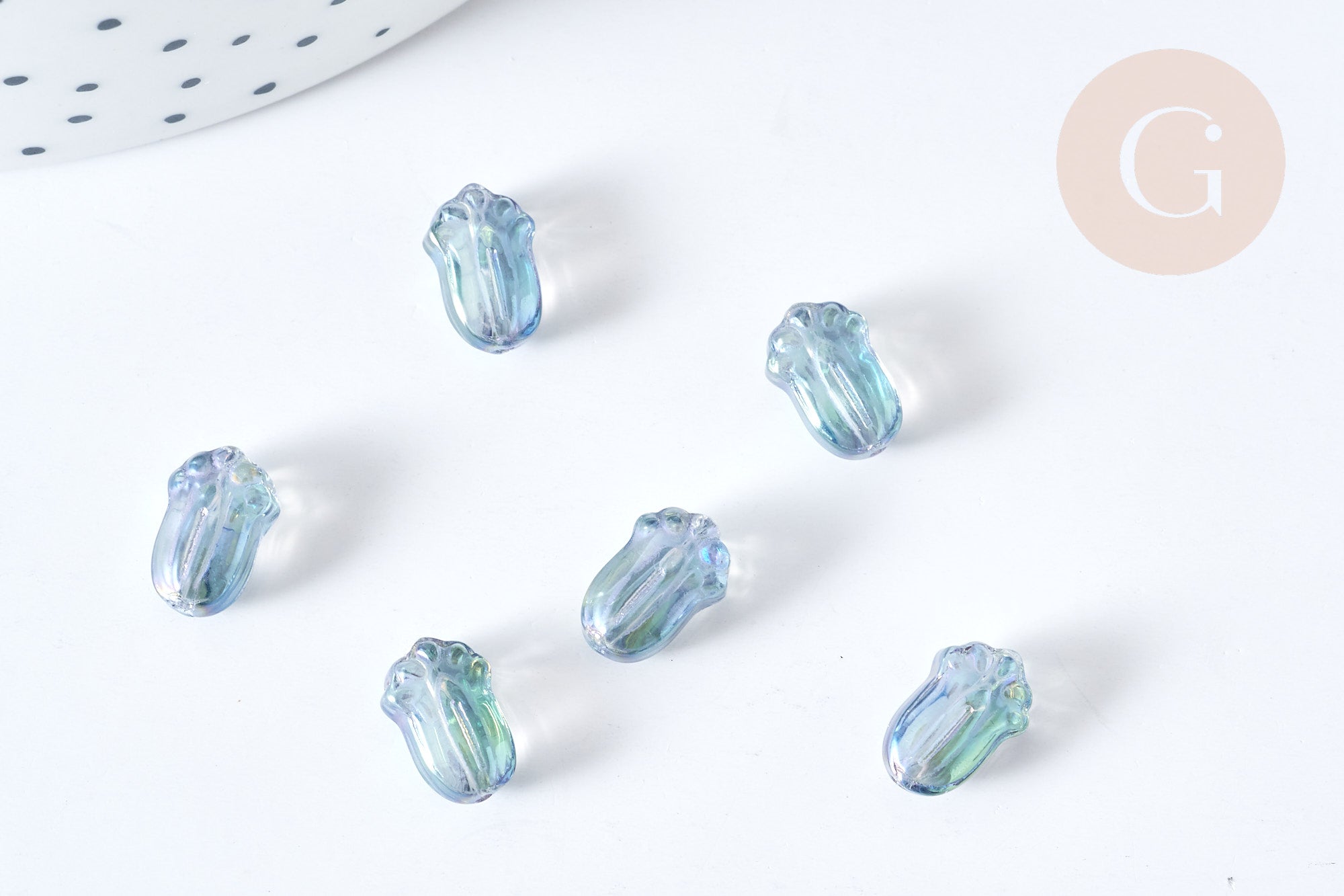 Gingerlily G8108 perles fleur verre bleu violet x10 11mm