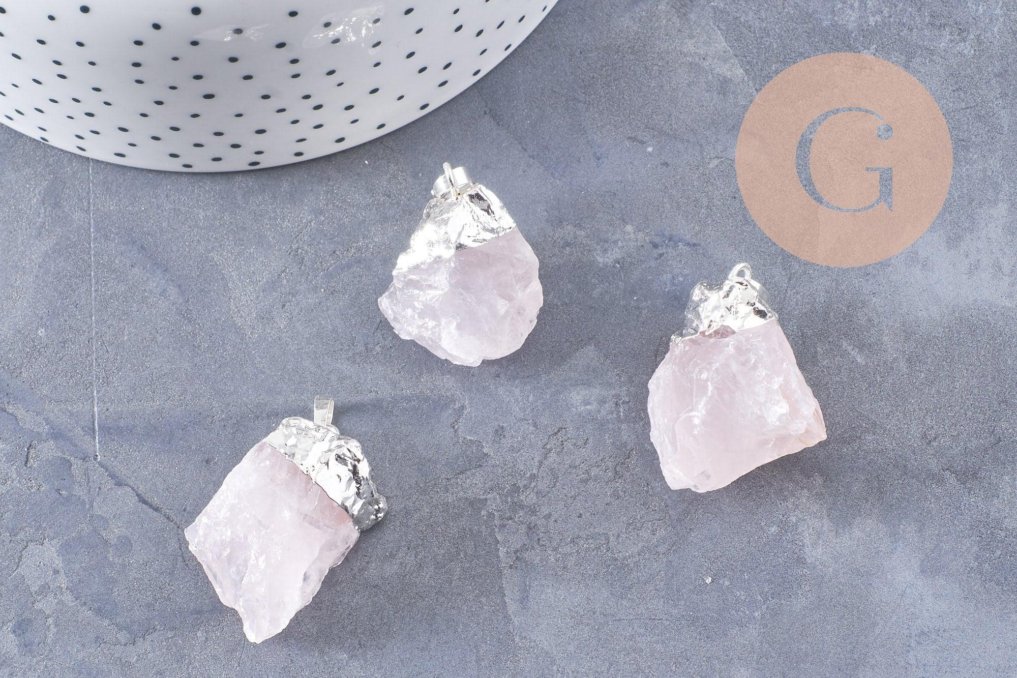 Gingerlily Pendentifs Pendentif quartz rose brut 22-55mm x1