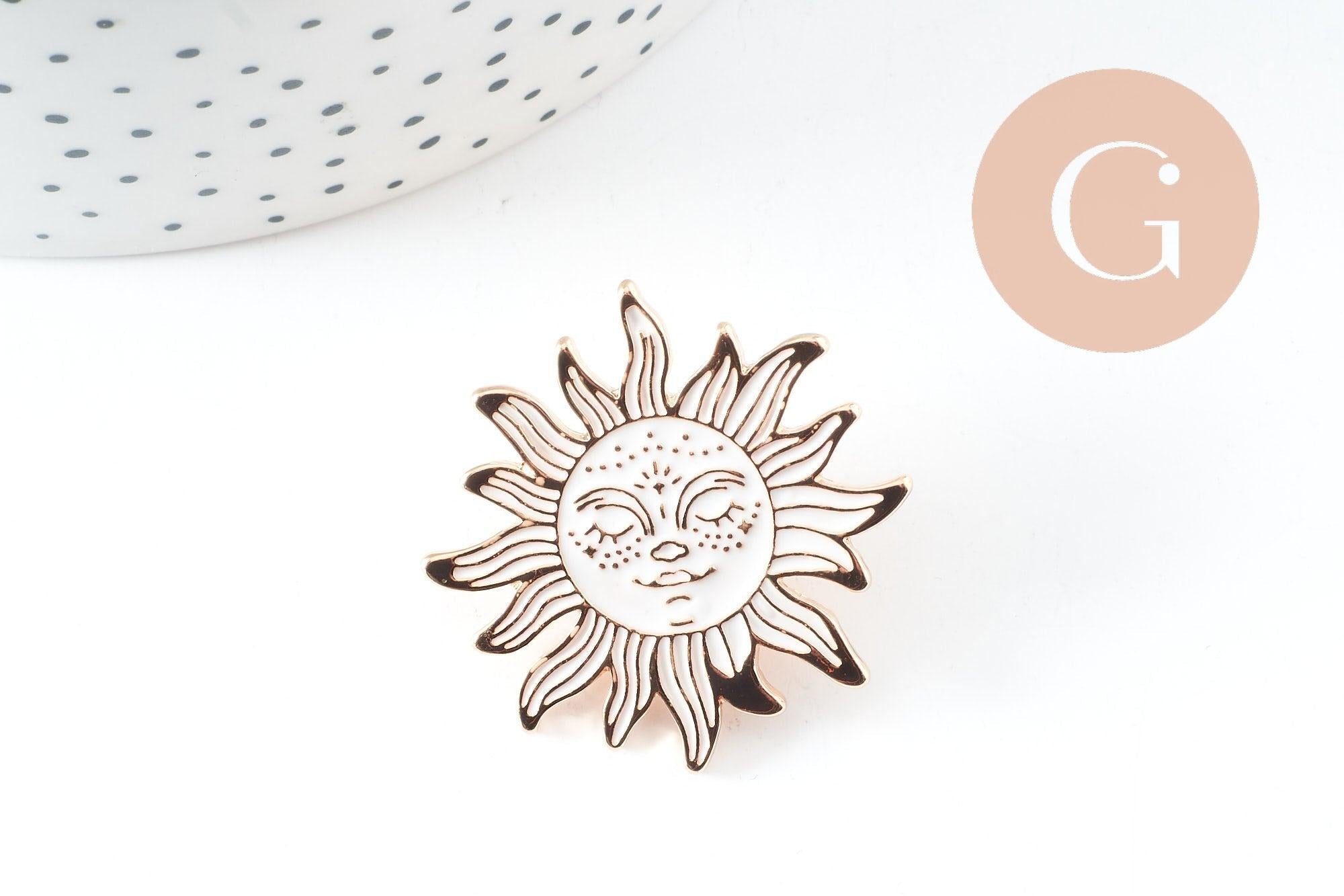Gingerlily G9747 broche pins soleil blanc doré 35 mm x1