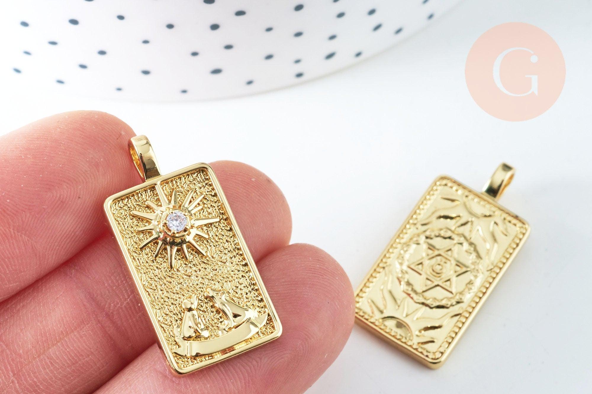 Gingerlily G6423 pendentif tarot La Lune laiton doré 30mm