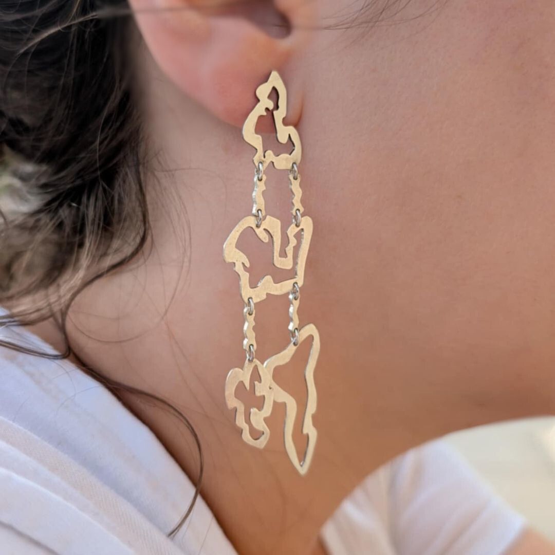 Kajika Lyna boucles d’oreilles argent pendantes 84 mm