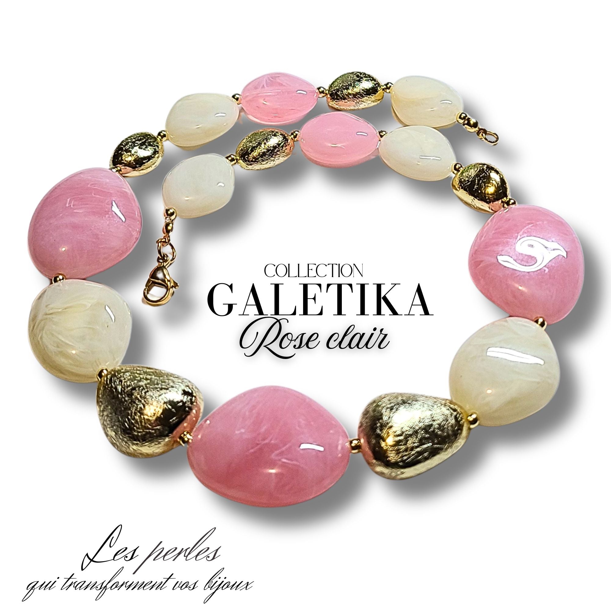 ARTSHOP Galets TIKA Galet 23mm rose clair marbré x10