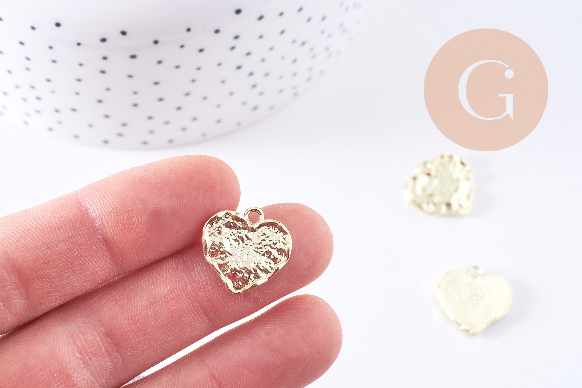 Gingerlily Pendentifs Cœur texturé zamac doré G10698 x5