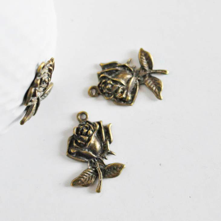 Gingerlily Pendentifs fleur bronze pendentif 2,5cm lot 5 sans nickel