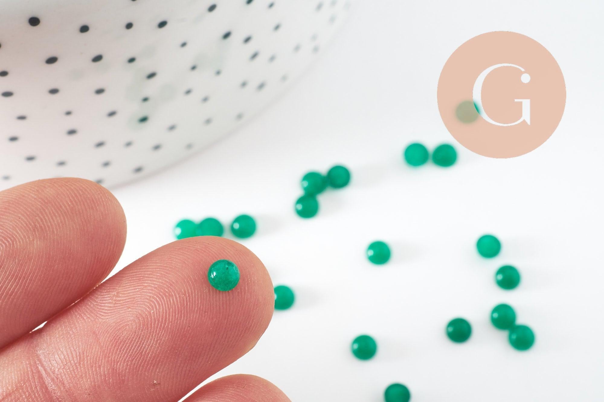 Gingerlily Cabochon rond jade vert 4mm x1 à coller