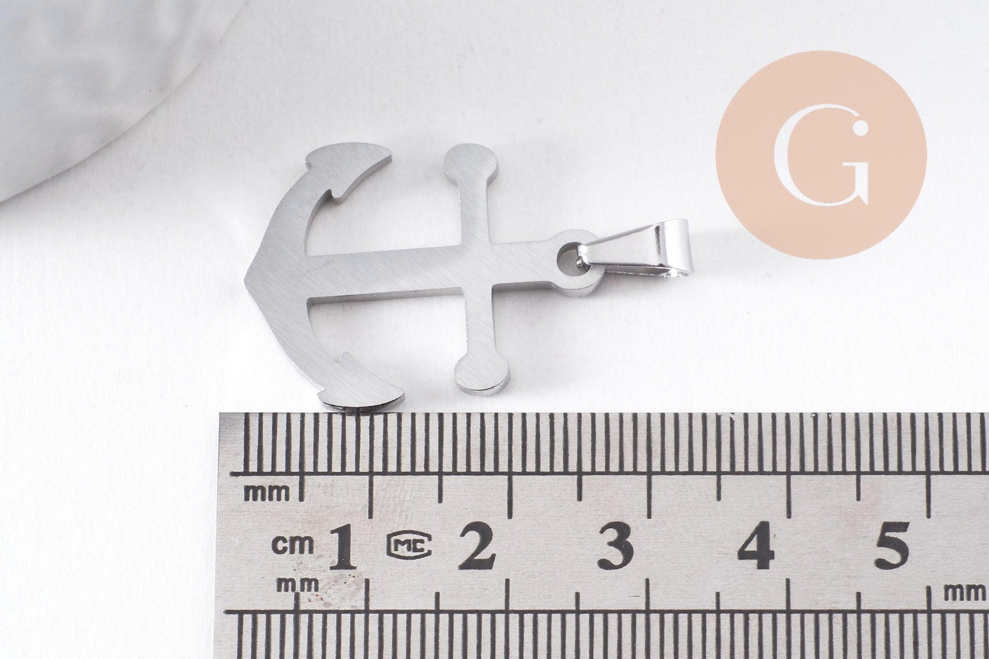 Gingerlily Pendentifs G10377 pendentif ancre acier platine 27mm x1