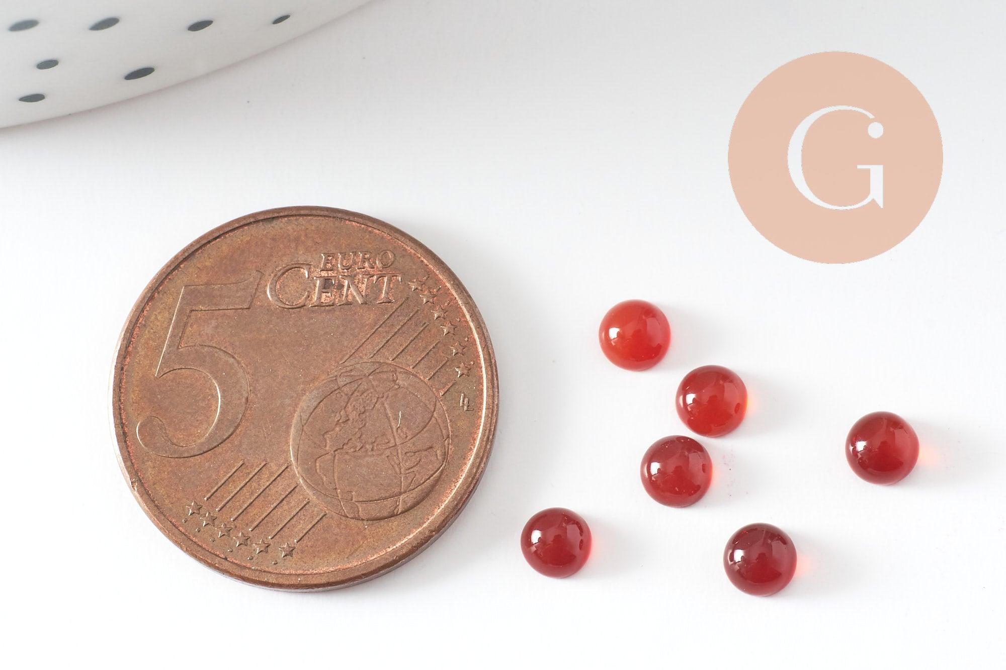 Gingerlily Perles G10034 cabochon agate rouge rond 4mm