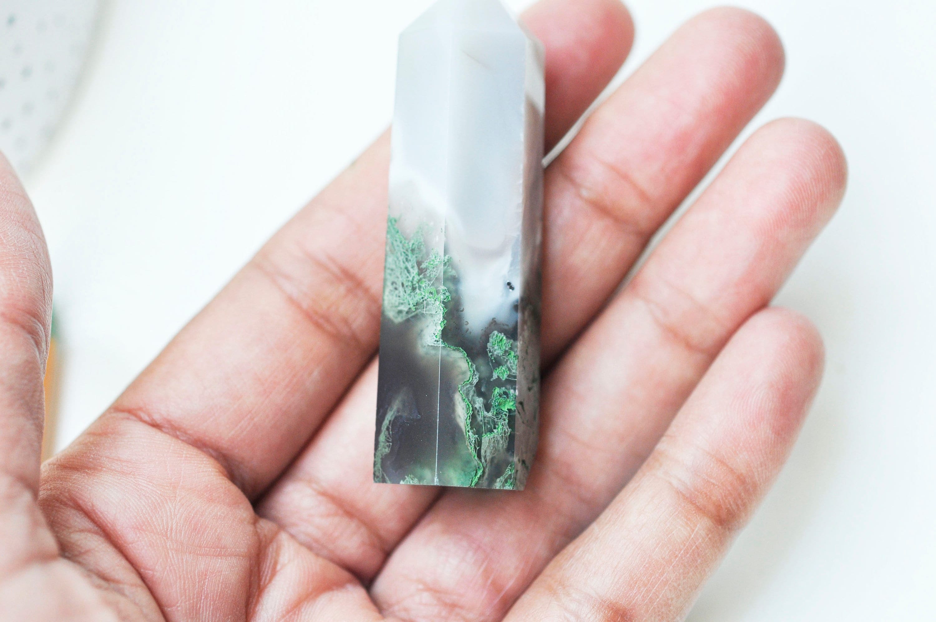 Gingerlily Pierres pointe agate mousse verte G5024 la pièce