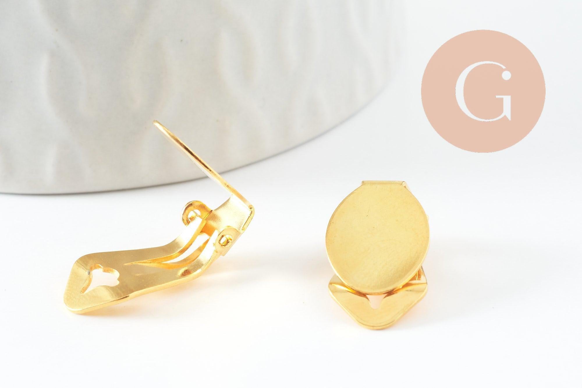 Gingerlily Supports boucles clip G9675 laiton doré non percée x2