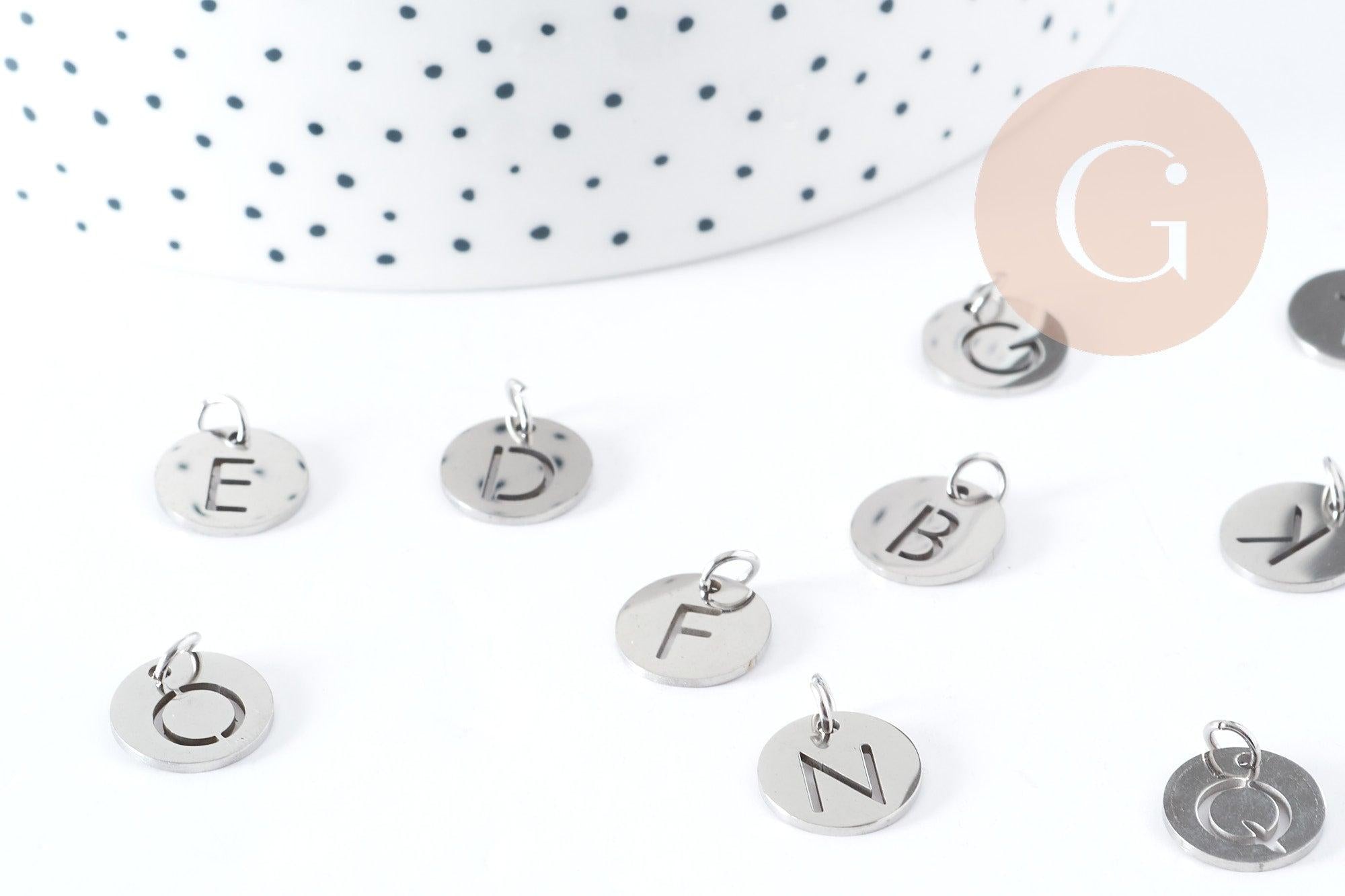 Gingerlily Pendentifs DIY G8969 lettre initiale acier 12mm platine