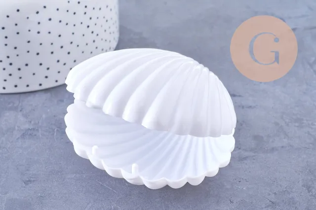 Gingerlily Boîte coquillage plastique blanc 9x7,5cm x1