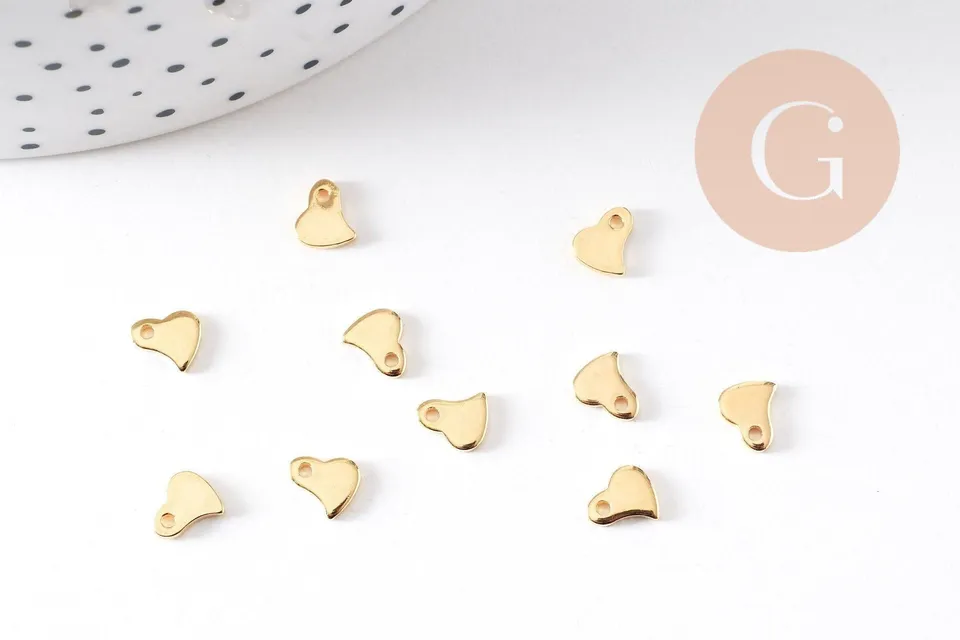 Gingerlily Pendentifs breloque coeur doré 6 mm x10