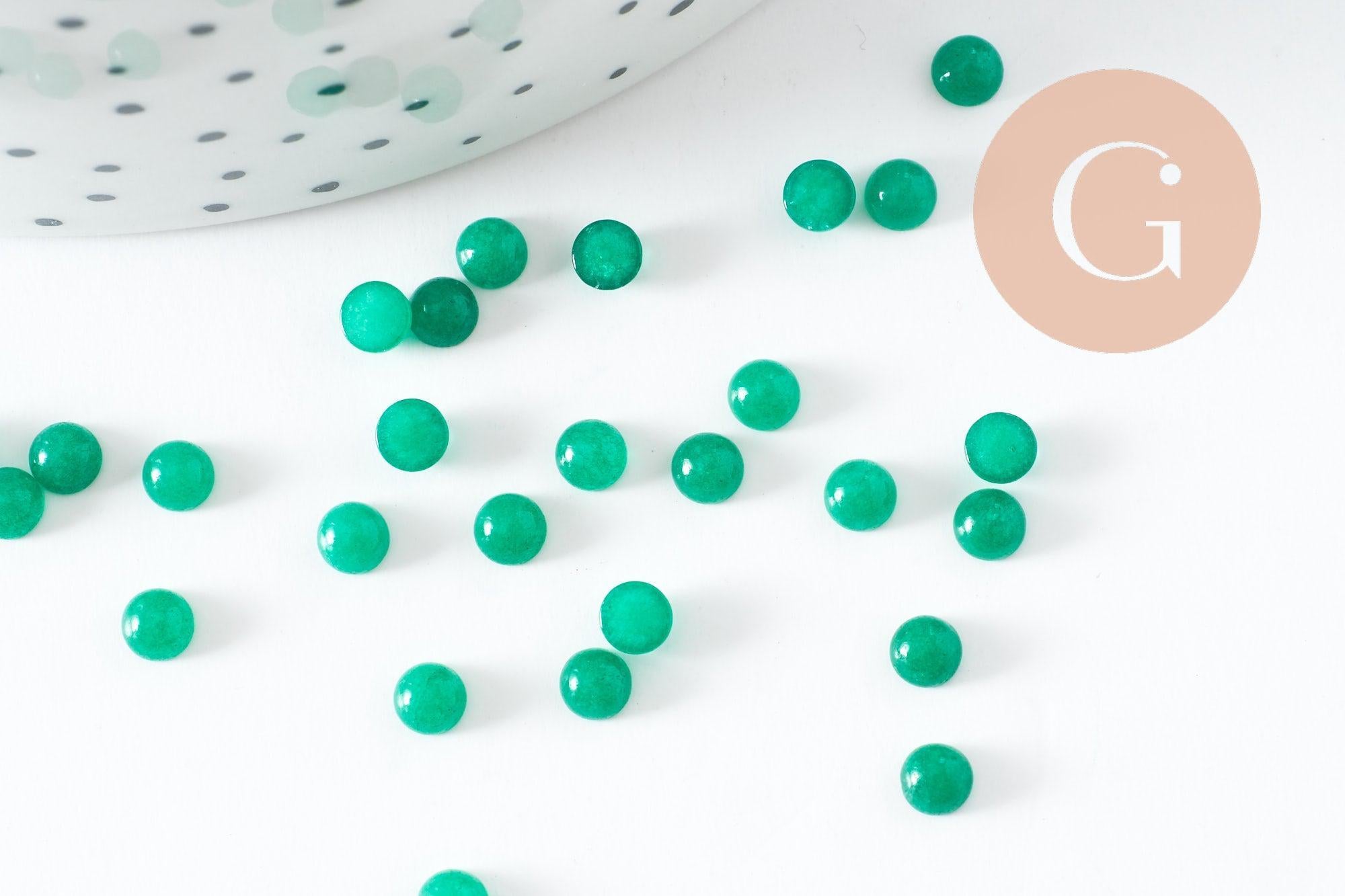 Gingerlily Cabochon rond jade vert 4mm x1 à coller