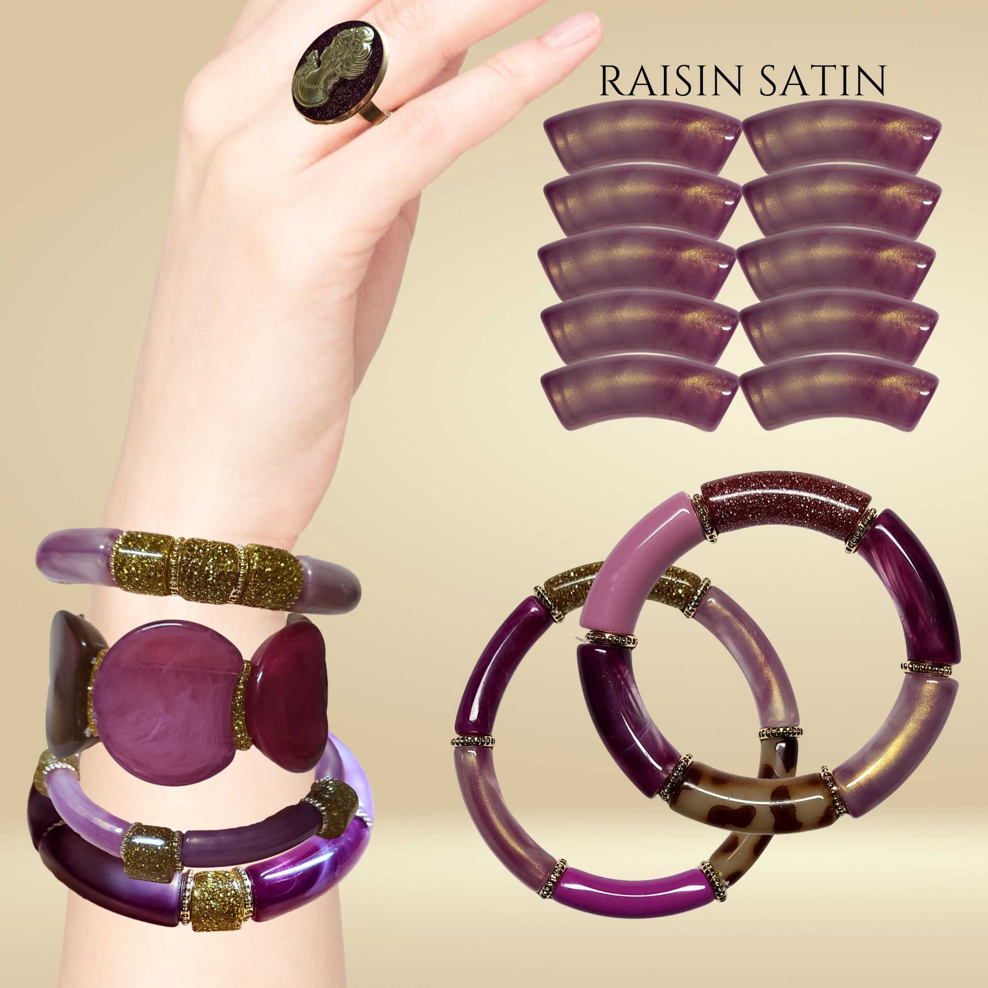ARTSHOP Tubes 8MM 338 tube raisin satin incurvé x6
