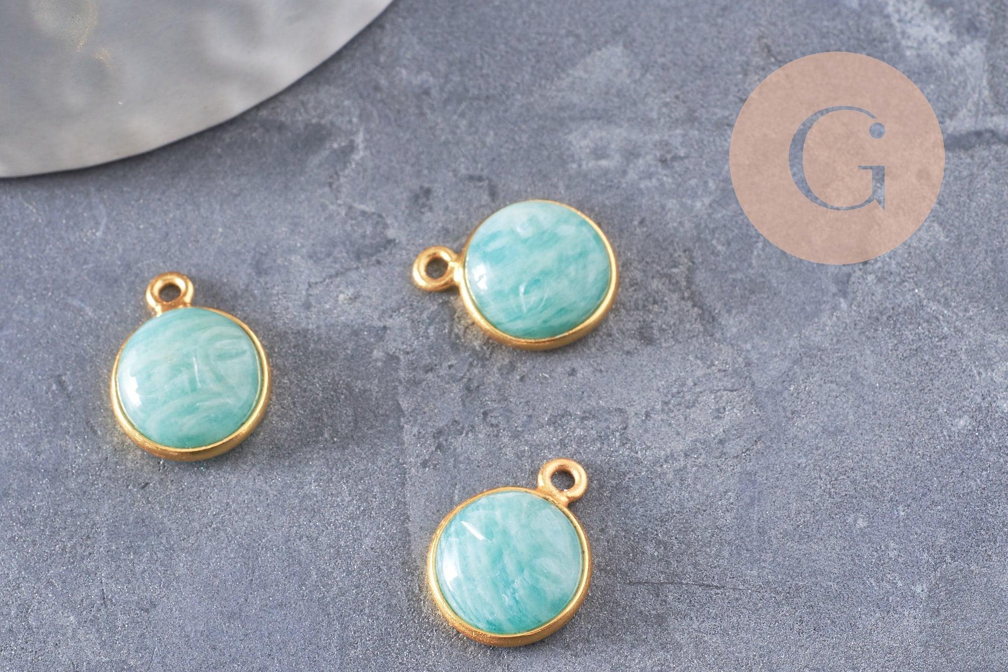 Gingerlily pendentif lune amazonite 19mm doré 18K x1
