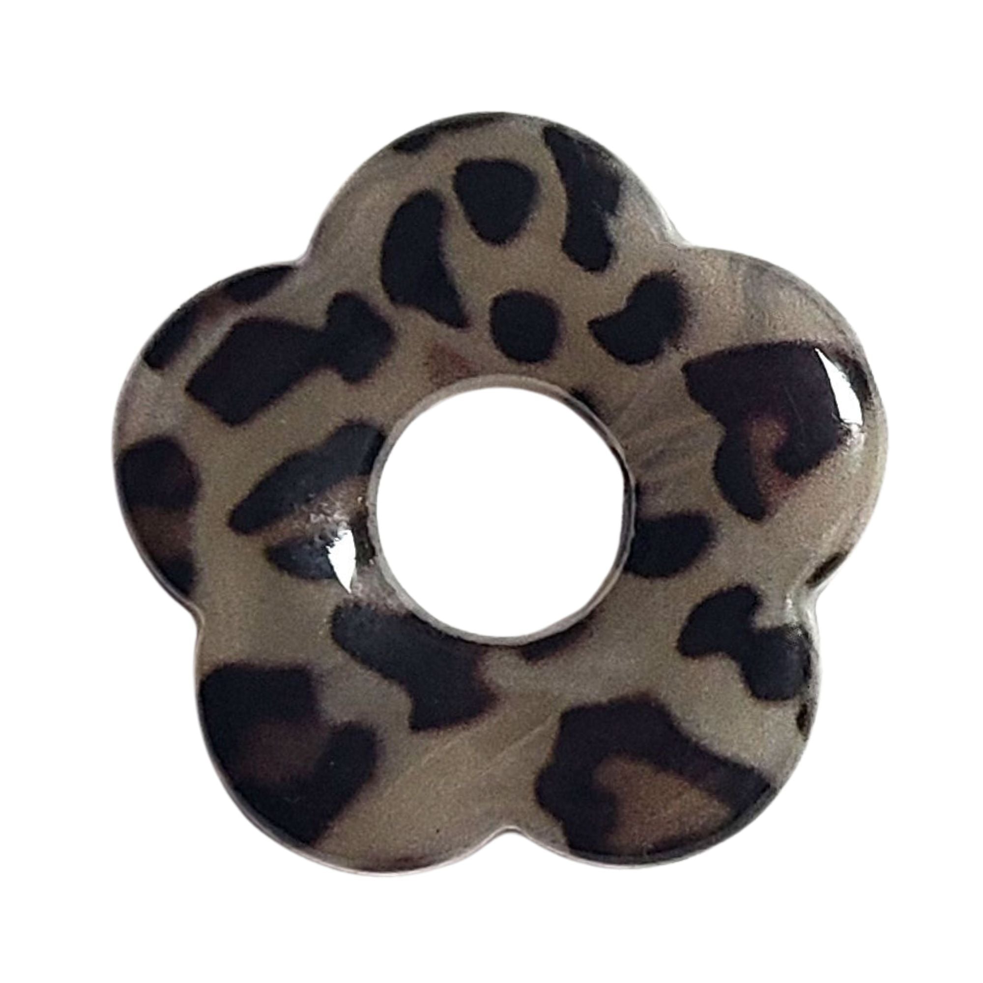 ARTSHOP Flower power fleur Capucine 4 quartz fumé léopard 27mm x1