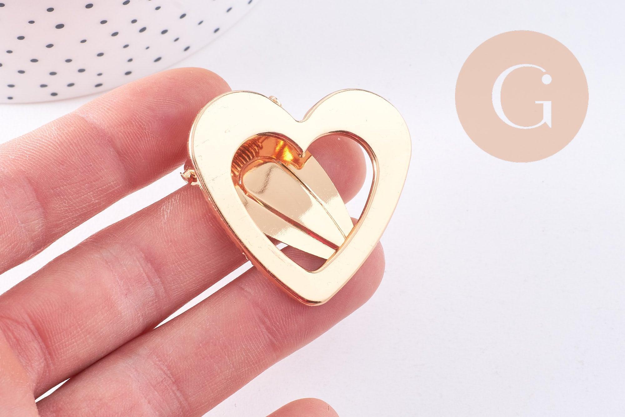 Gingerlily G10688 support barrette coeur zamac doré 40 mm