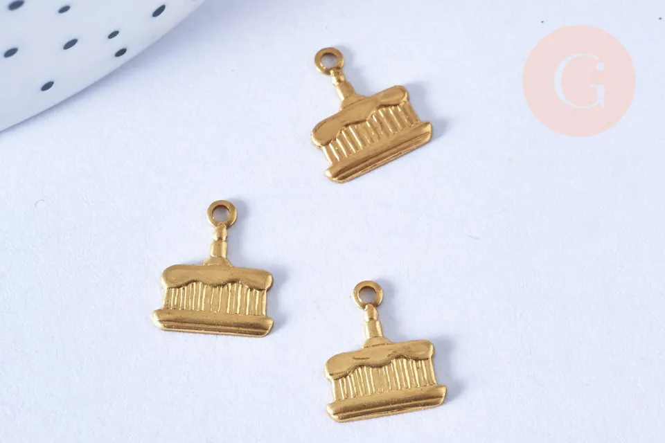 Gingerlily Perles G6515 breloque gâteau laiton brut 10mm x2