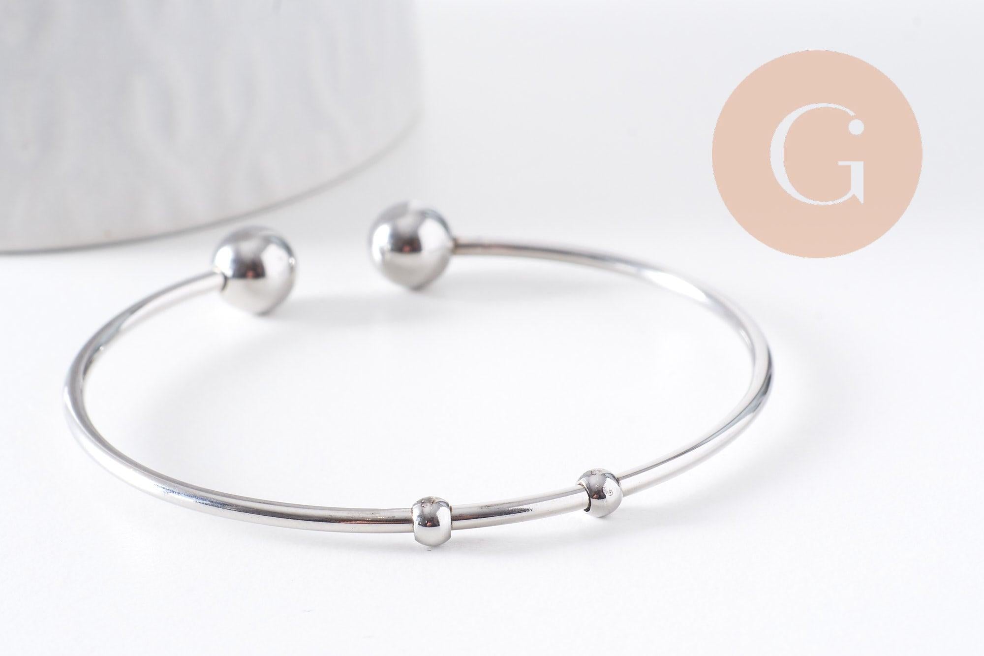 Gingerlily jonc ouvert G10314 bracelet acier platine 50-65mm