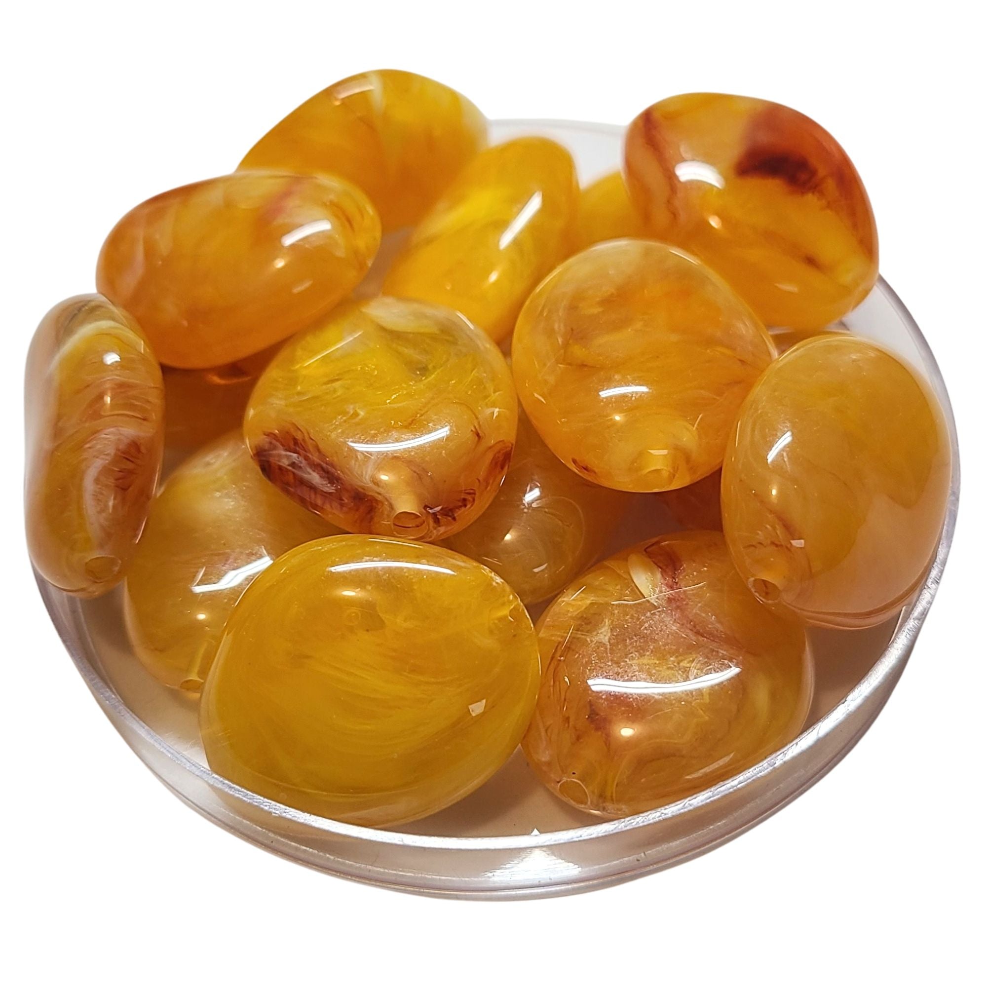 ARTSHOP Galets TIKA 3 Ambre marbré perle galet 30mm x1