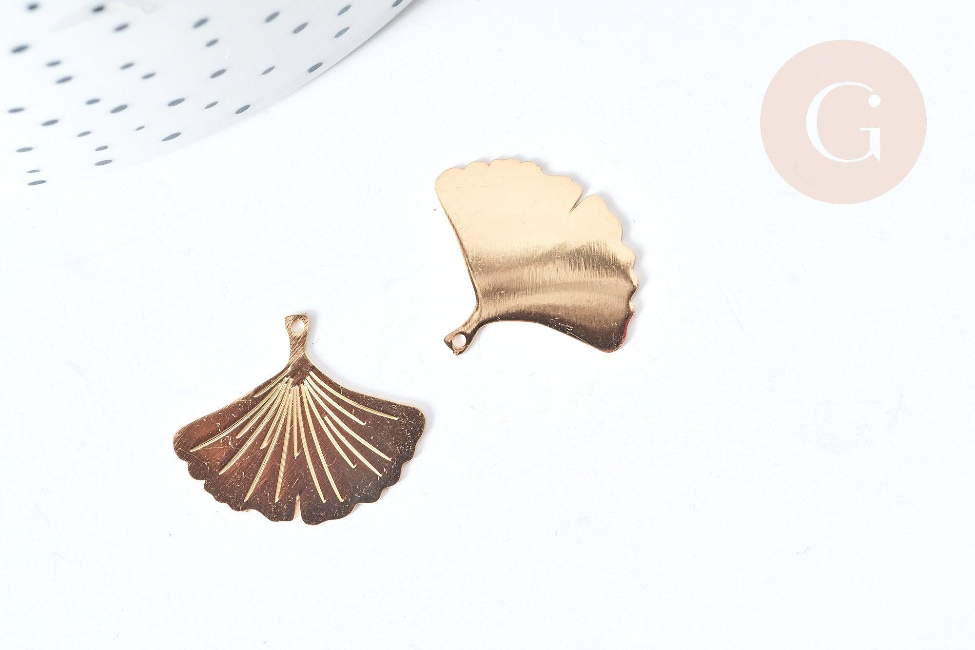 Gingerlily Pendentifs G8069 pendentif feuille ginkgo laiton doré 22mm