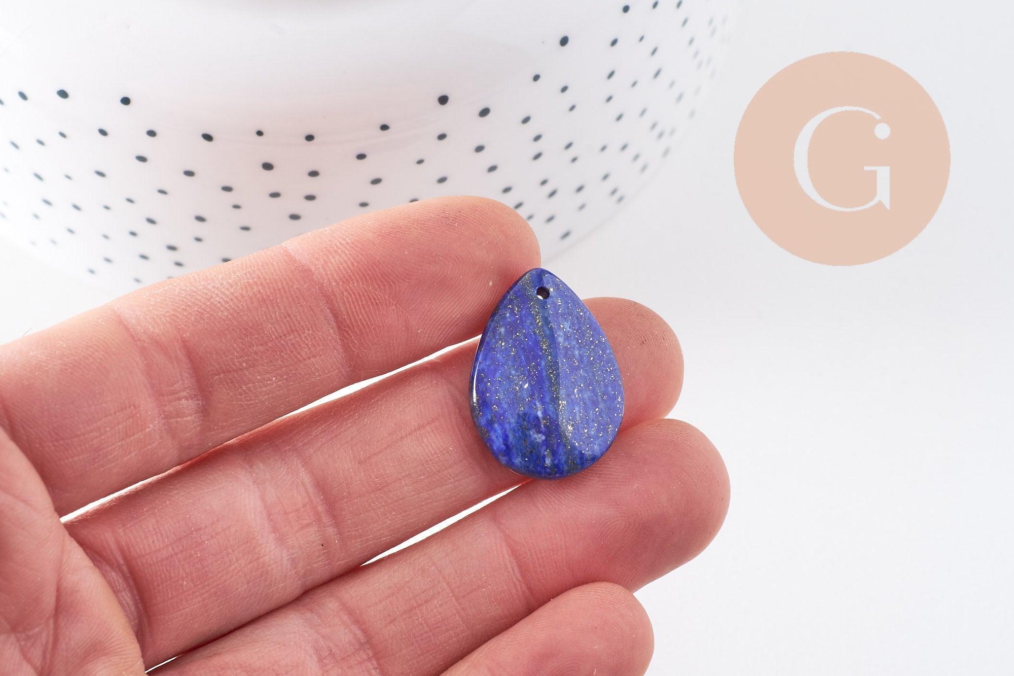 Gingerlily pendentif goutte lapis lazuli 25,5 mm x1 bleu