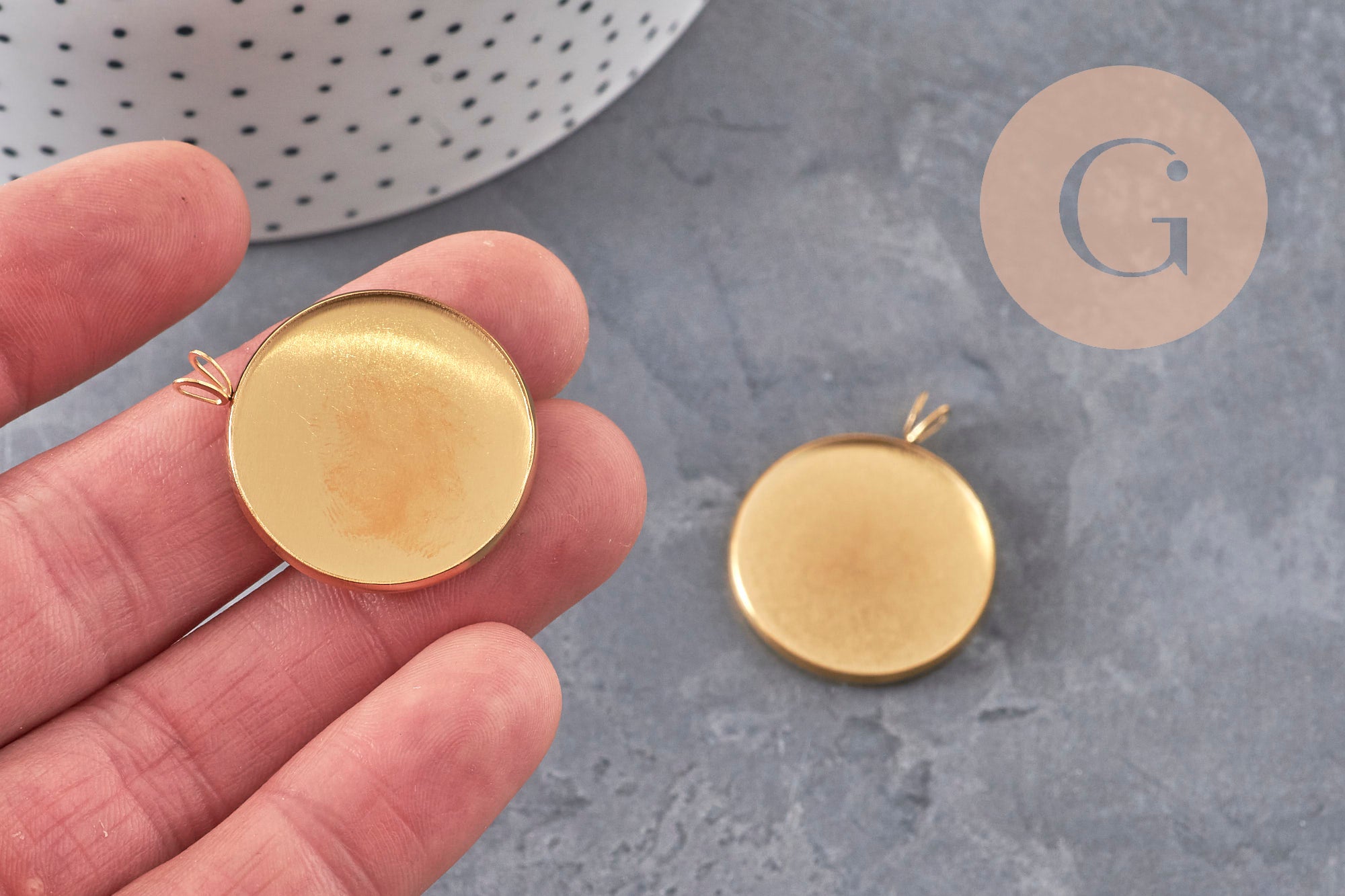 Gingerlily G11125 pendentif support cabochon acier doré 25mm