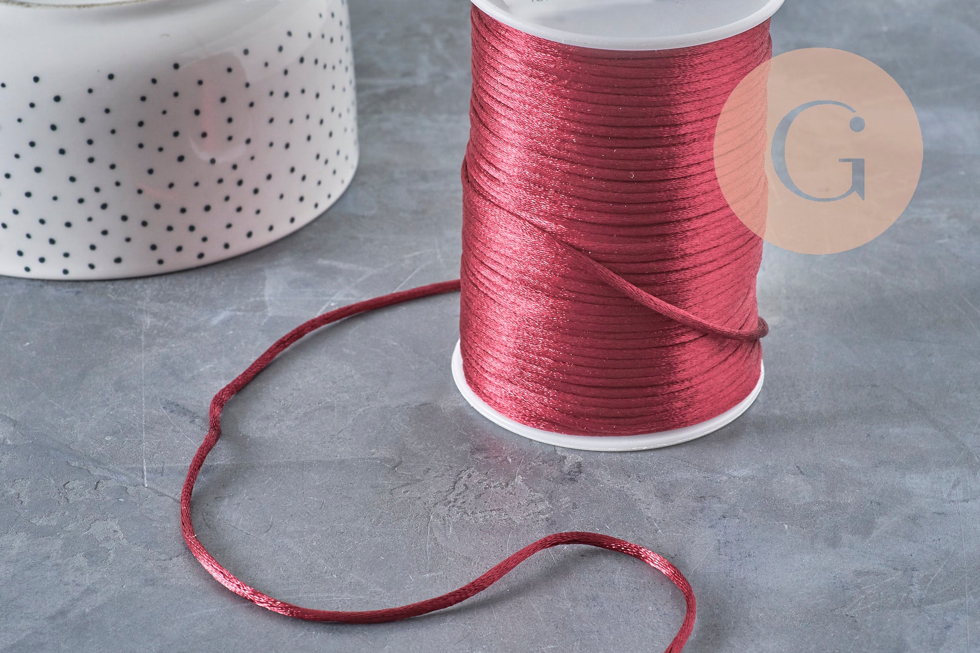 Gingerlily Cordon queue de rat bordeaux 2mm 5m satiné