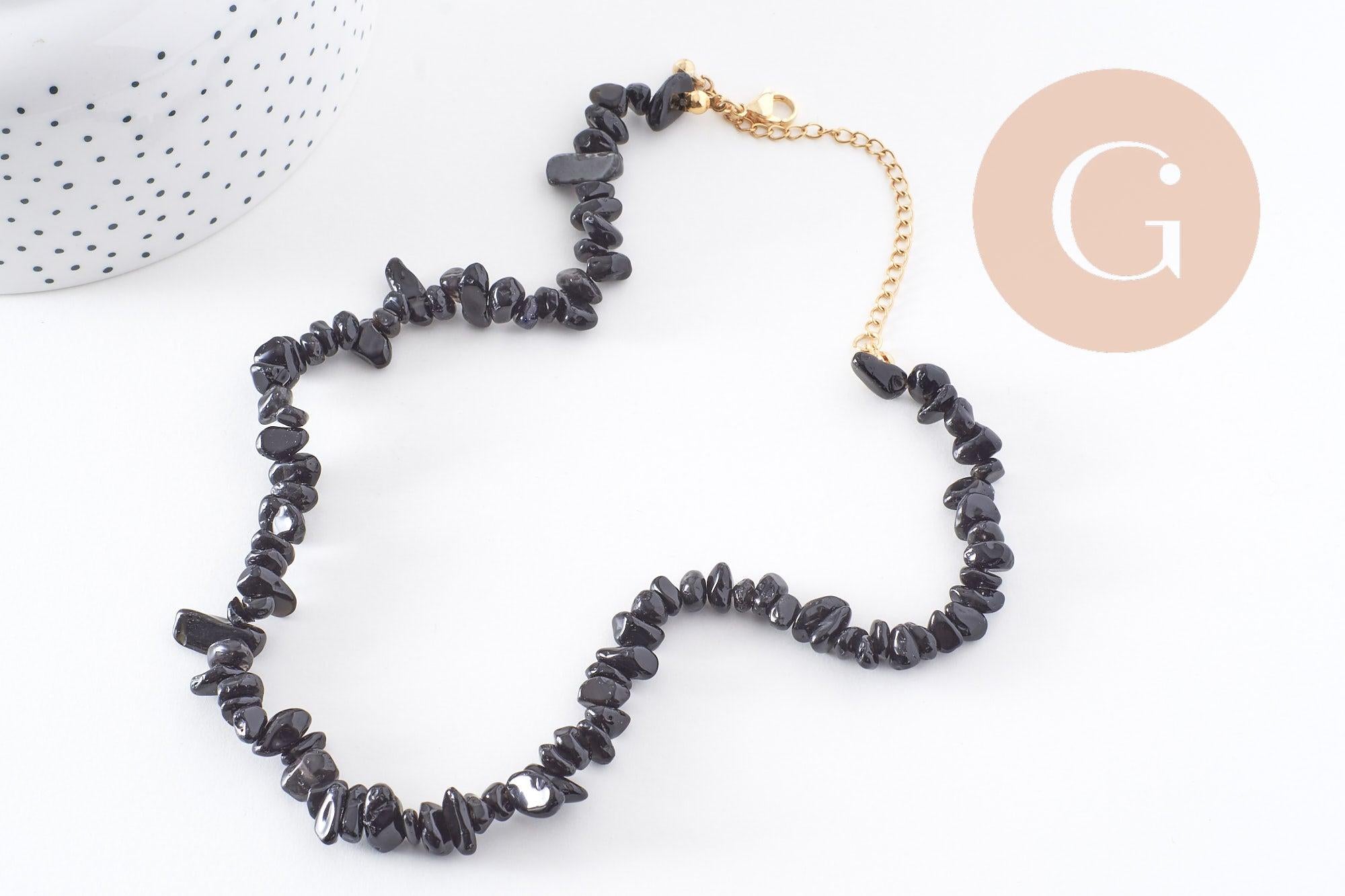Gingerlily Obsidienne G10266 collier pierre noire chips 40cm x1