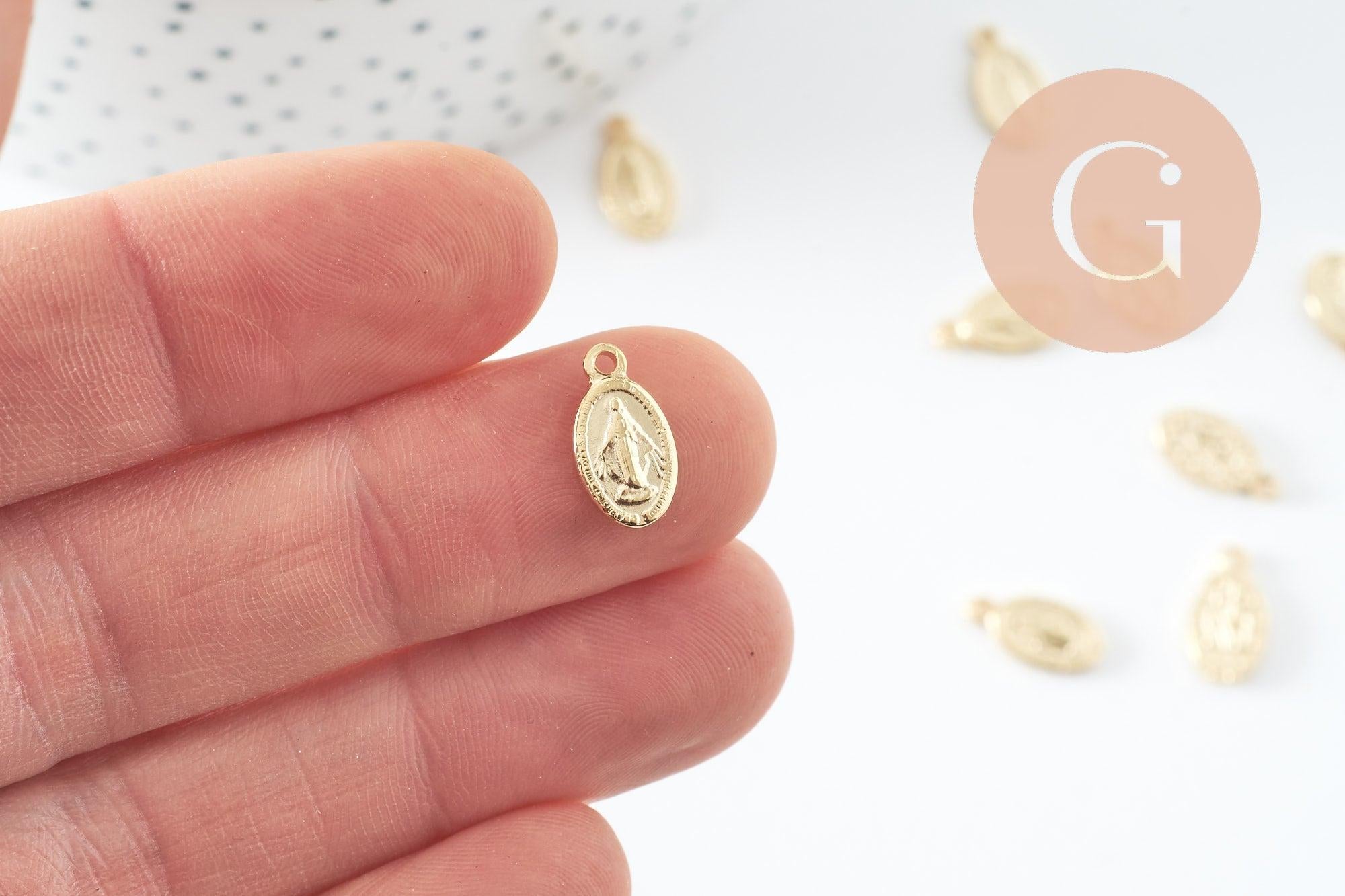 Gingerlily Pendentifs G9943 médaille Vierge acier doré 12mm x2