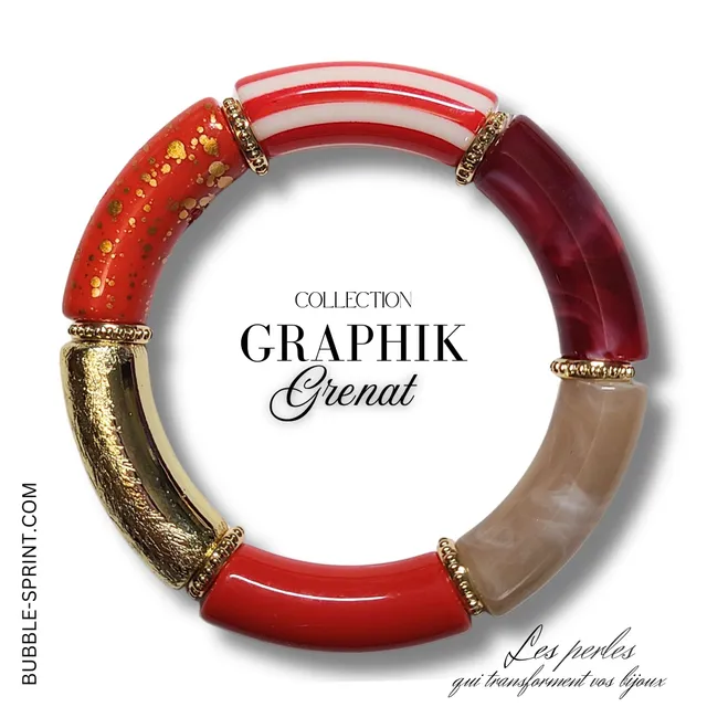 ARTSHOP GRAPHIK bracelet grenat tubes 5,5cm kit à faire