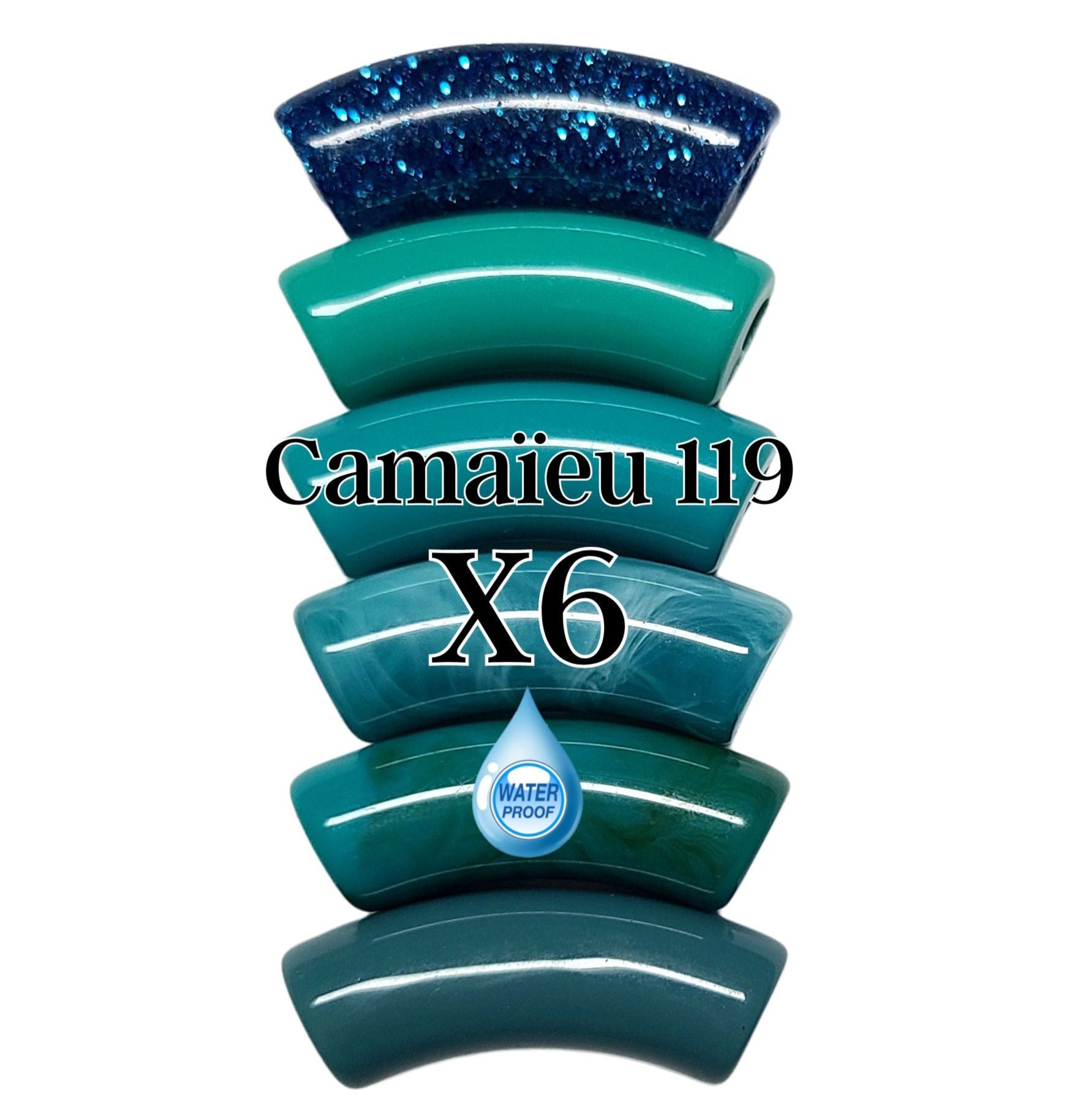 ARTSHOP Camaieu 119 lot 6 tubes incurvés bleus 12 mm