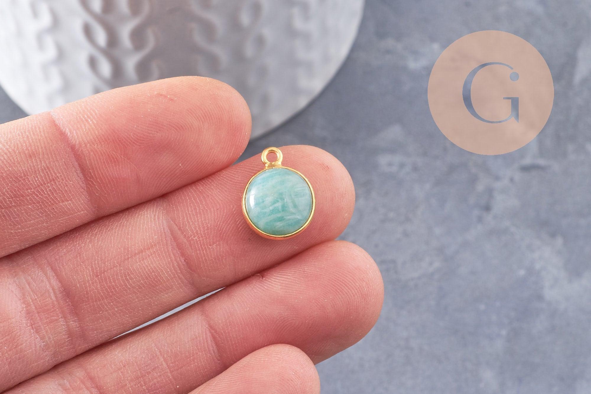 Gingerlily pendentif lune amazonite 19mm doré 18K x1