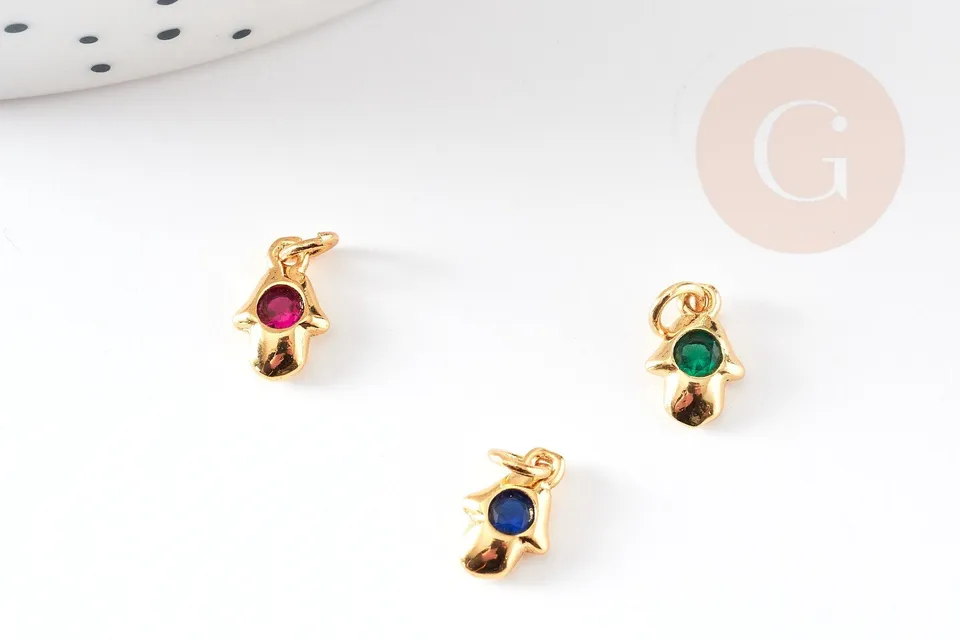 Gingerlily Perles Main Fatma G3478 pendentif laiton vert 13mm
