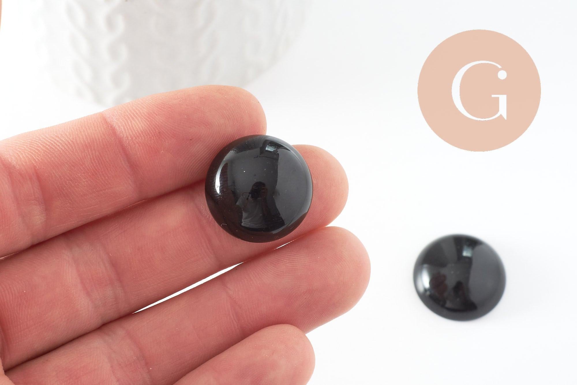 Gingerlily Cabochon rond agate noire naturelle teintée 20mm x1