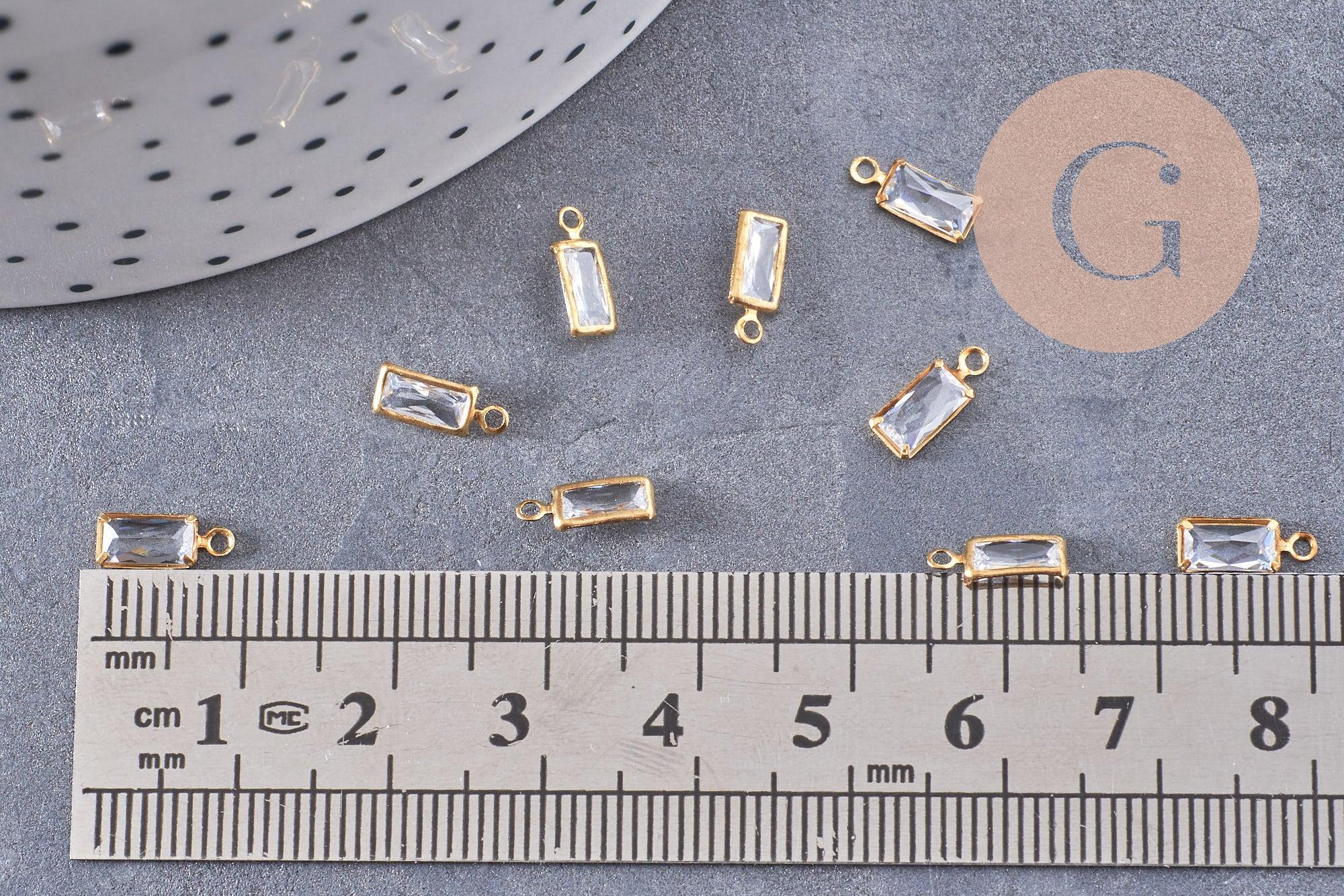 Gingerlily Pendentifs rectangle cristal laiton brut 9mm x10