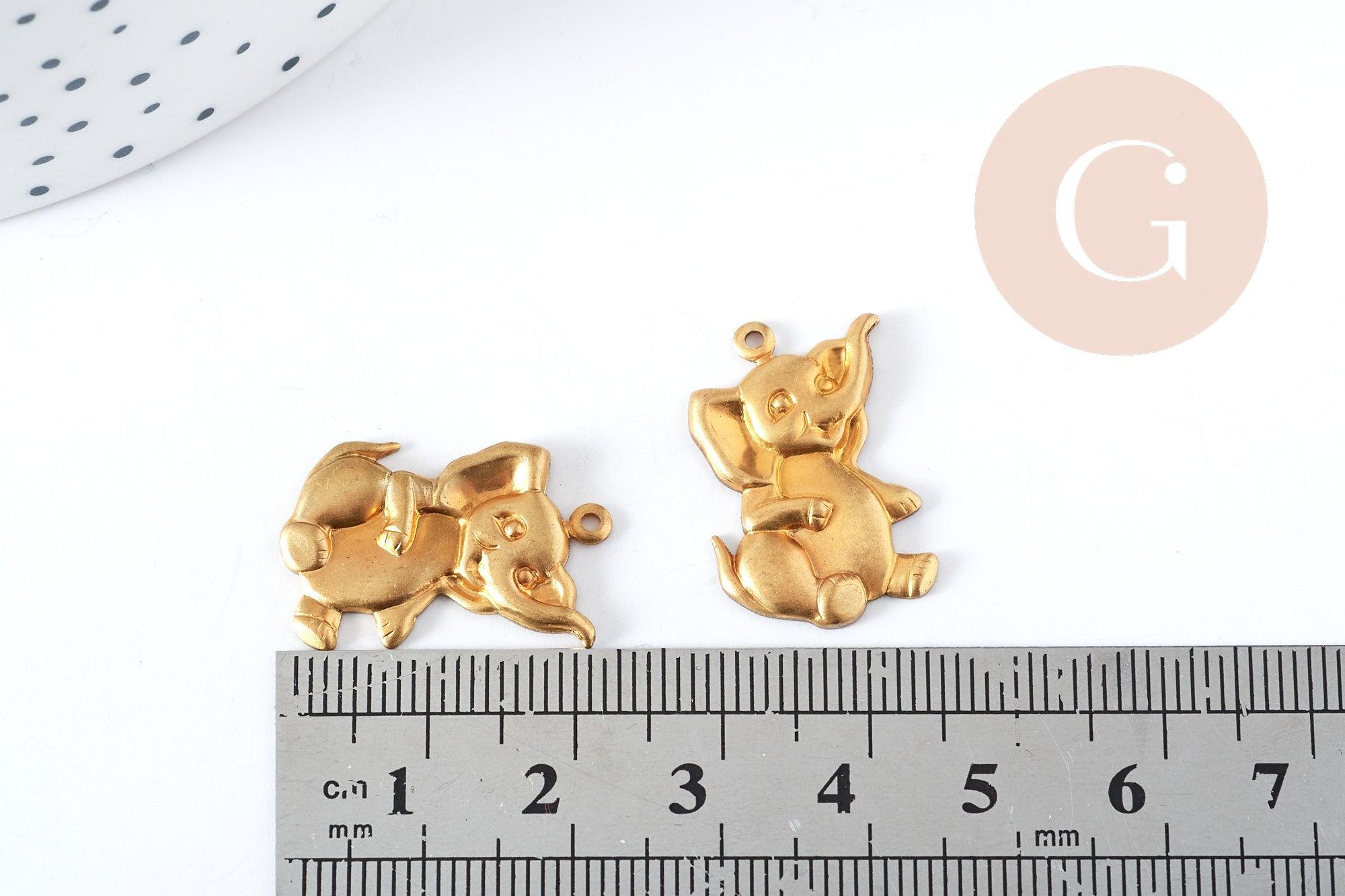 Gingerlily G8207 breloque éléphant Dumbo laiton brut 12mm x1