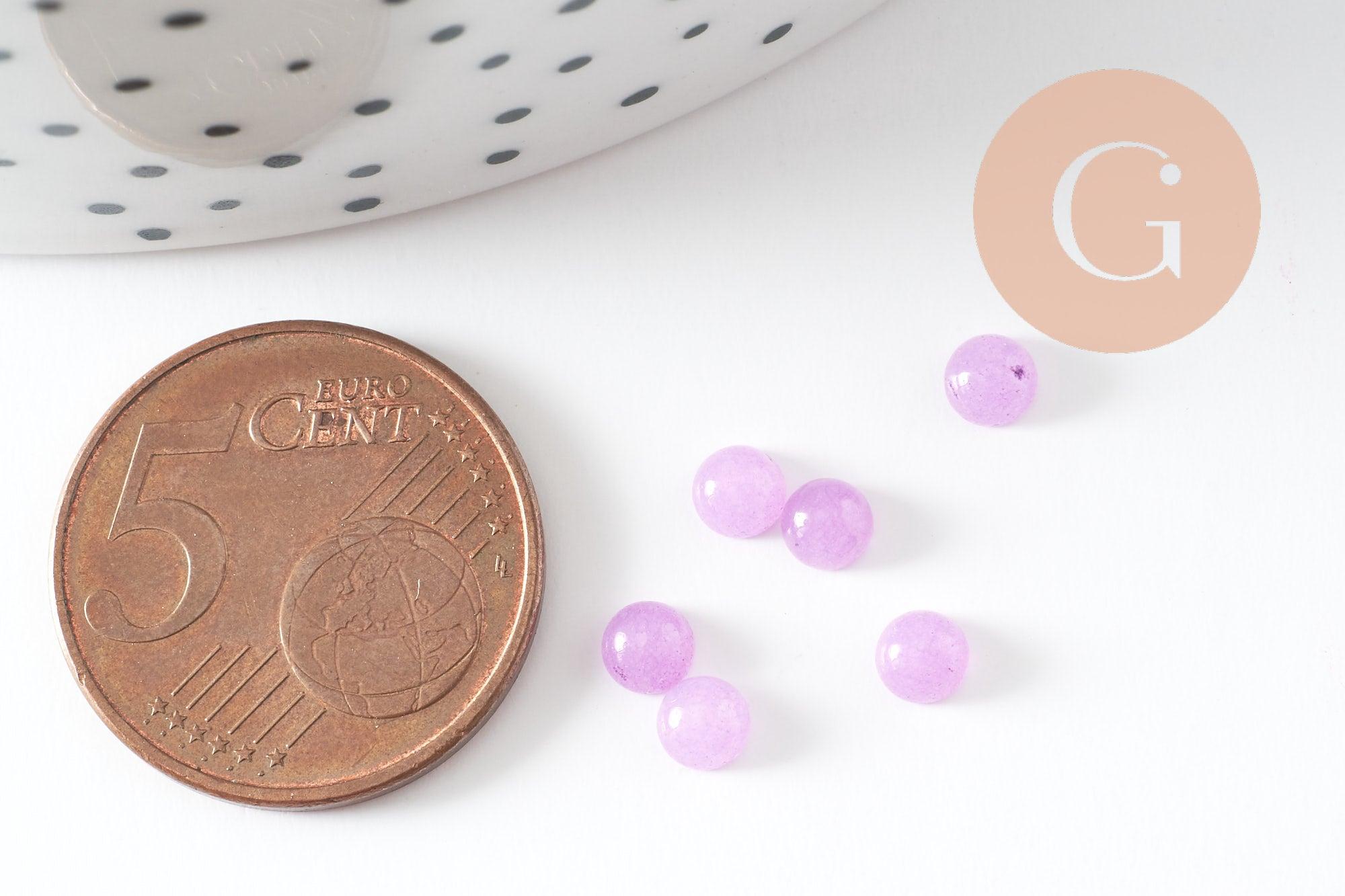 Gingerlily Perles G9948 cabochon rond jade violet clair 4mm x1