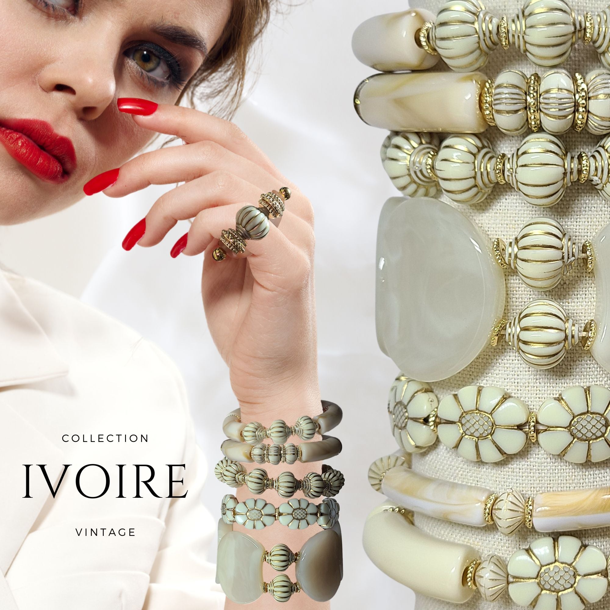 ARTSHOP Perles Vintage perle résine ivoire 1028 x10