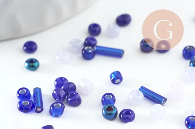 Gingerlily Perles Rocaille G9509 verre camaïeu bleu 10gr