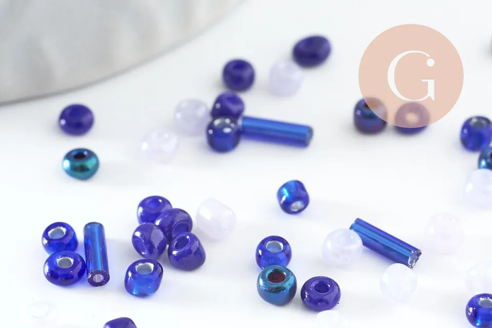 Gingerlily Perles Rocaille G9509 verre camaïeu bleu 10gr