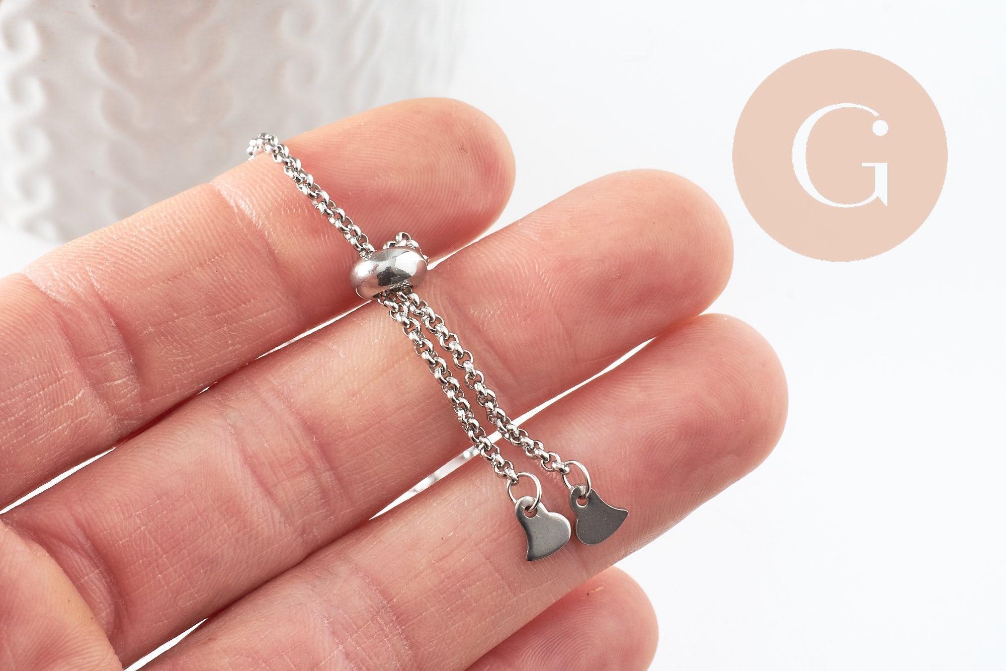 Gingerlily Apprêts Base bracelet rolo acier platine 25cm x1