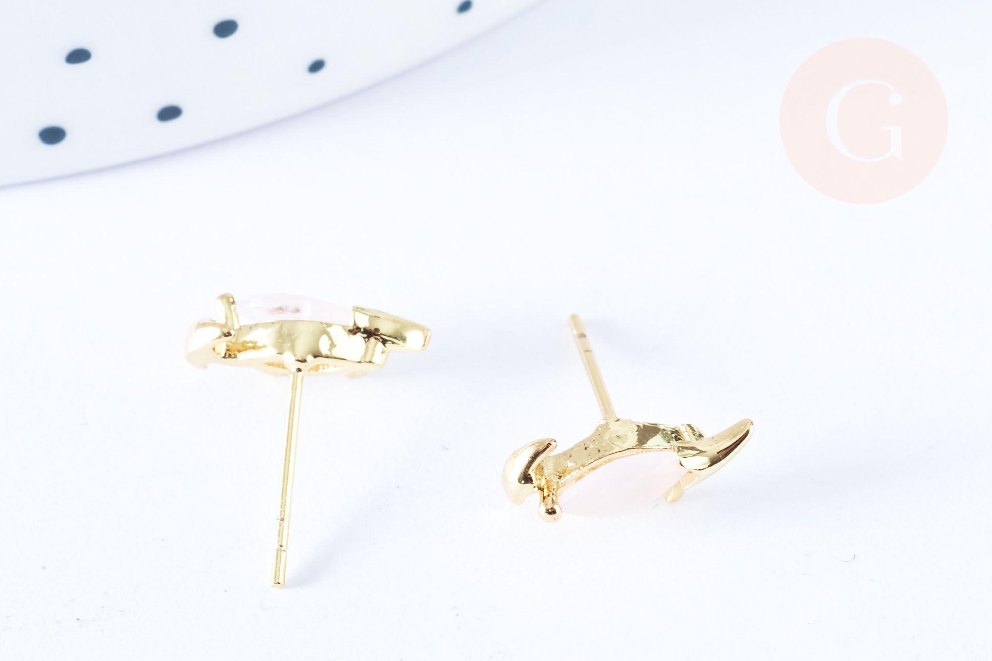 Gingerlily Clous dinosaure G7920 boucles laiton zircon rose paire